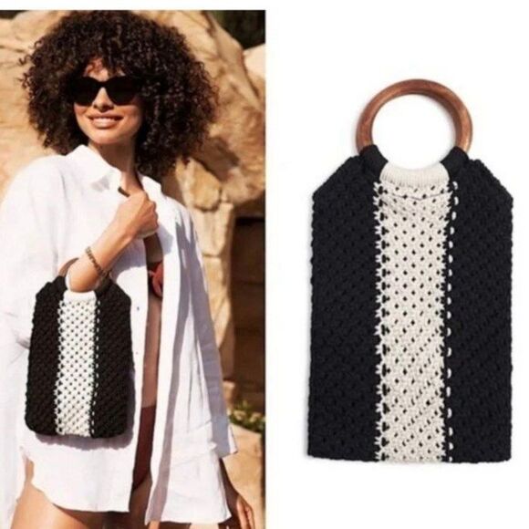 NWT CURATEUR LAUDE THE LABEL GABBY MACRAME BAG - Picture 1 of 4